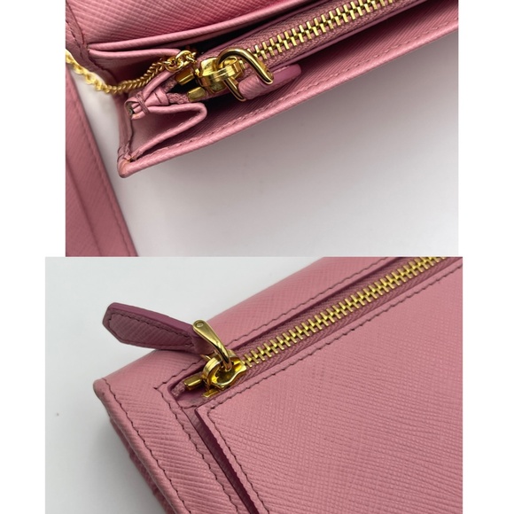 Prada Long leather Wallet in Peonia Saffiano Metal Pink Metallic w/ card holder - Picture 15 of 16